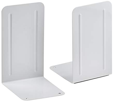 Acrimet Premium Buchstützen aus Metall rutschfest Schwerlast 17.5 x 10 x 11.7 cm (Weiß) (1 Paar)