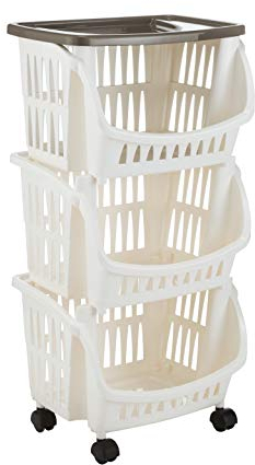 Bama Nässestop S18 3 Stück Reinigungswagen mit Rädern und Tablett, Taupe, 39,5 x 30 x 77 cm