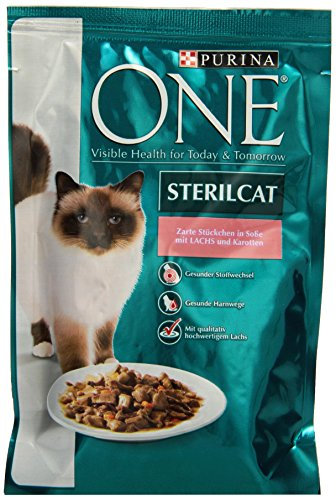 One Sterilcat Katzenfutter mit Lachs und Karotten, 12er Pack (12 x 85 g)