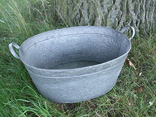 Deko-Impression Zinkwanne, Pflanztopf, Zinkbottich, Blumentopf, Pflanzschale 42 cm