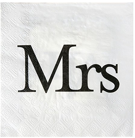 Dinnerservietten Mr & Mrs 33 x 33 cm - 20 Stück/ Packung Motiv Mrs - Servietten Hochzeit