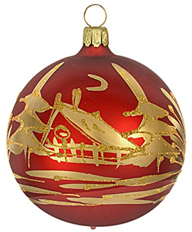 Christbaumschmuck Kugel Weihnachtszeit matt 8cm 4Stück per Box von Jingle Bells Lauscha