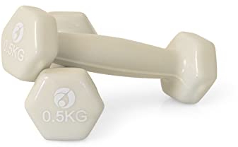 AFH Webshop Gymnastikhanteln | Hanteln | Vinyl | Kurzhanteln | Paar | 2 x 0,50 kg | beige