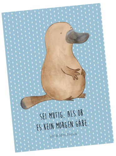 Mr. & Mrs. Panda Postkarte Schnabeltier Mut - Geschenk, Geburtstagskarte, Geschenkkarte, Meerestiere, mutig, Motivation, Grußkarte, Ansichtskarte,