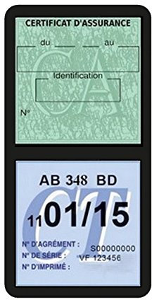 Générique Porte étui Double Vignette Assurance Voiture Neutre sans marquage Stickers Auto rétro (Noir)