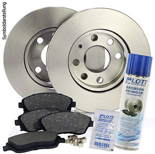 Bremsscheiben Ø258mm + Bremsbeläge Bremsbelagsatz Klötze vorne Vorderachse + 500ml Bremsenreiniger
