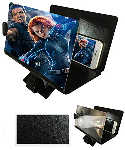3D Universal Bildschirmlupe, Faltbare 12 Zoll HD Smartphone Bildschirm Verstärker zum Ansehen von Videofilmen,kompatibel für Huawei/iPhone/Samsung/,alle Smartphones (Schwarz)