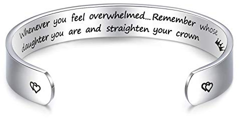LParkin inspirationales Geschenk für Damen, mit englischer Aufschrift „Whenever You Feel Overwhelmed Remember Whose Daughter You Are ...“, 1 x 15 cm Größe, aus poliertem Edelstahl