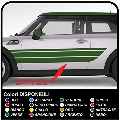 Adesivi fiancate laterali strisce auto decorazione fiancata strisce adesive auto Stickers decals (NERO)