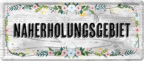 WOGEKA ART Retro Blechschild - Naherholungsgebiet Garten - witziger Spruch als Geschenk-Idee zum Geburtstag Weihnachten zur Dekoration 28x12 cm Vintage-Design aus Metall 1244