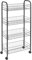 Metaltex Ascona 4-Tier Trolley with Wheels - Multipurpose Storage Cart for Home including Kitchen, Bathroom, Office, and Garage – Polytherm Lava, 41 x 23 x 84 Centimetres, Black