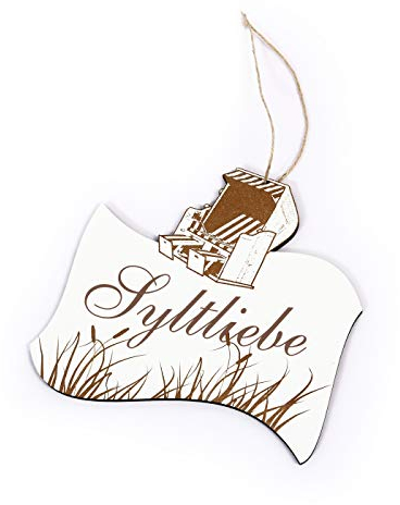 Maritimes Schild SYLT LIEBE - Strandkorb Schilf Deko - 20 x 20 cm