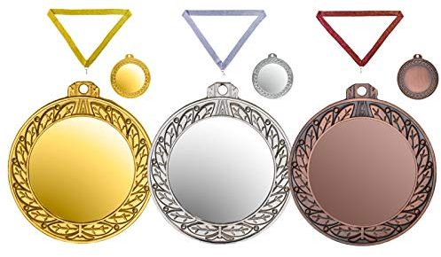 Henecka 🥇 🥈 🥉 Medaillen, Profi Medaillen mit individuellem 50 mm Sport-Jubiläum-Motiv-Emblem & Wunschgravur, inklusive Halsband, wählbar in Gold, Silber, Bronze (Bronze)