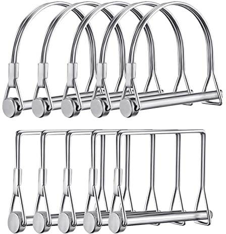 Leadrise 10 Pcs PTO Shaft Locking Pin Safety Coupler Pin 1/4 x 2-3/4 Diamete in 2 Shapes of Square and Arch, Full Marine Grade Carbon Steel (Silver)