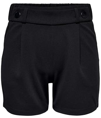 JDY Damen JDYGEGGO JRS NOOS Shorts, Black/Detail:Black Button, S | Normal geschnitten fit, Kurz, Basic, Bei max. 30 grad waschen