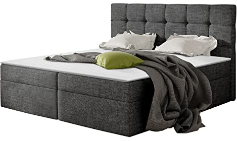 Mirjan24 Boxspringbett Felipe mit 2 Bettkästen, Lattenrost und Matratze im Set, Doppelbett mit Kopfteil, Polsterbett, Farbauswahl, Bett Stilvoll Schlafzimmer, Bettgestell (Muna 10., 160 x 200 cm)