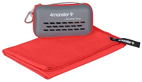 4Monster Microfibre Travel Towel - Quick Dry, Lightweight, Ultra Soft, Super Absorbent Compact Camping Towel for Sports, Gym, Beach, Camping, Yoga, Swimming, Hiking