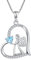 FJ Herz Schutzengel Kette Damen 925 Sterling Silber Engel Anhänger Engelsflügel Halskette März Geburtsstein Aquamarin Kette Schmuck Geschenke für Frauen Mädchen