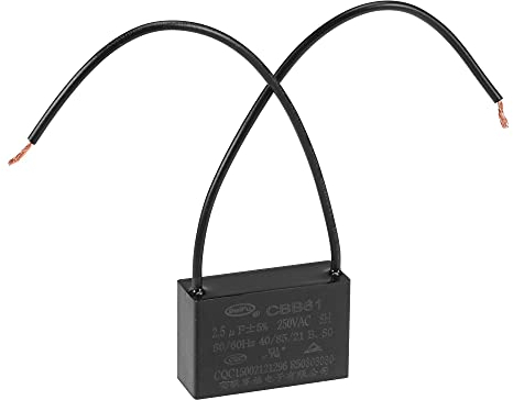 sourcing map Ceiling Fan Capacitor CBB61 2.5uF 250V AC 2 Wires Metallized Polypropylene Film Capacitor 37x24x13mm for Electric Fan Pump Motor Generator