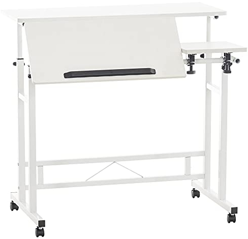 CLP Schreibtisch Telford I Neigbarer Computertisch Aus Metall I Laptoptisch Im Industrial Look, Farbe:weiß