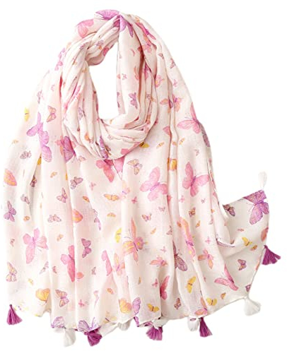 FAIRYGATE Schal Pink Damen Schultertuch Große Halstuch Frühling Sommer und Herbst Winter Tuch Warme Schals & Tücher für Frauen Deckenschal Stola mit Fransen 90 * 180 cm 27007