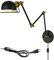 3 Long Arm Wall Light Industrial with Cable, Plug in Wall Lights Retro Vintage Wall Lamp Indoor with Switch Adjustable Bedroom Wall Lamps with Extendable Arm Home Lighting Decor for Study E27