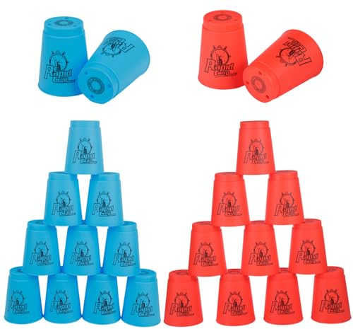 yeesport Sport Stacking Cups, 24pcs Sports Stacking Cups Sport Training Game for Challenge Competition Travel Party Gift for Kids and Adults (Blue & Red)