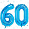WOIRROIP Luftballon 60. Geburtstag Blau, XXL Riesen Blau Folienballon 60 für Frauen,40 Luftballon 60. Geburtstag,Zahlen 6 und 0 Folienballon für 60 Jahre Geburtstagsdeko Jubiläum Party Dekoration