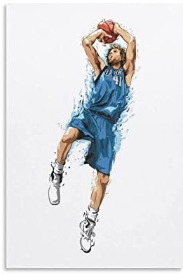 Dirk Nowitzki Fadeaway Art Poster Dekorative Gemälde Leinwand Wandposter und Kunstbild Druck Moderne Familienschlafzimmer Dekor Poster 30 x 45 cm Dirk Nowitzki Fadeaway Kunstposter Dirk Nowitzki