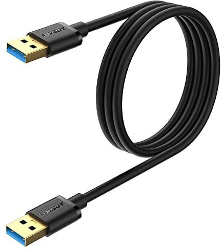 SUNGUY USB 3.0 Kabel, 1M USB A Stecker auf A Stecker Verbindungskabel, Super Speed 5Gbit/s, Typ A auf Typ A Kable Kompatibel mit HDD, DVD, Modems, Kameras