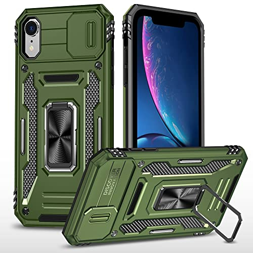 JSENMlN für iPhone X kameraschutz Hülle,iPhone XS Hülle,Stoßfest Kratzfeste Handyhülle mit Verschiebbarem Linsenschutz Schutzhülle für iPhone X/XS (Grün)