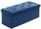 BRIAN & DANY Folding Storage Ottoman Bench, Velvet Large Ottoman Storage Box for Living Room and Bedroom 110 x 40 x 40 cm - Navy Blue