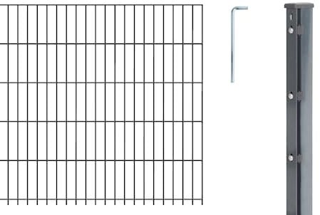 Alberts 644420 Doppelstabmattenzaun als 12 tlg. Zaun-Komplettset | verschiedene Längen und Höhen | anthrazit | Höhe 83 cm | Länge 10 m