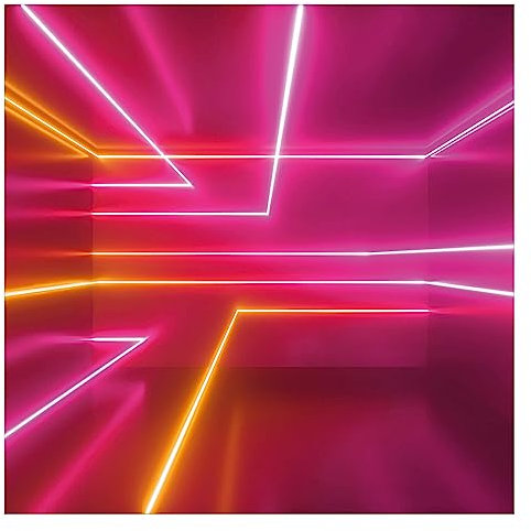 Bilderwelten Fototapete Gaming Pinke Neonstreifen 192 x 192 cm Vlies-Tapete XXL Smart Wandtapete Wanddekoration Wohnzimmer Schlafzimmer