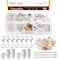 Tanstic 430Pcs Silver Ribbon Ends Fastener Clasps Kit, Bookmark Pinch Crimp Ends with Open Jump Rings, Lobster Claw Clasps, Chain Extenders and Pendant Charms for DIY Crafts