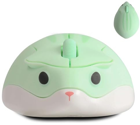 Wireless Mouse,Cute Hamster Shape ,1200DPI with USB Unified Receiver,Silent Portable Cordless Optical Mouse, Suitable for Travel School Office PC Computer Laptop, Gift for Kids and Girls (Green)