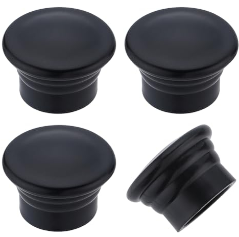 GORGECRAFT 4 Cache-Tringle à Rideau Noir,Embouts de Rideau,Embouts de Rideau en Plastique de 28mm en Forme de Colonne,Têtes D'Embouts Décoratifs de Remplacement pour Maison Bureau Tringle Romaine