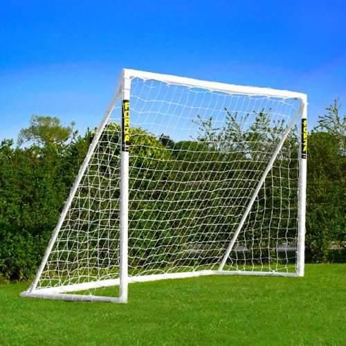 FORZA But de Football en PVC de 2,4 m x 1,8 m | Cage de Foot de Jardin Résistante aux Intempéries | Mur de Tir, Ballon et Sac en Option | Entraînement à la Maison (But Seul)