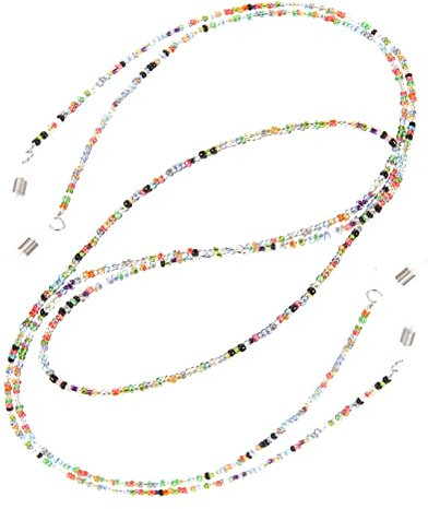 jojofuny Brillenkette Glashalter 2 Stück Mehrfarbige Perlen Brillenband Leichter Brillenhalter Riemen Für Lesebrillen Und Sonnenbrillen Anti Verlust Zubehör Für Damen Und Herren