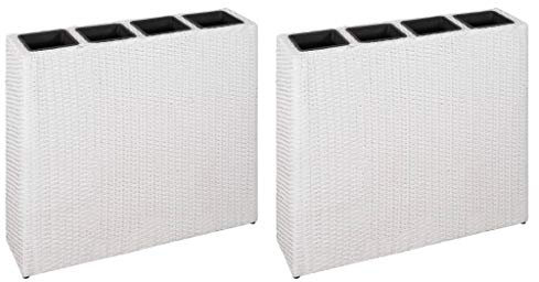 ARKEM Garten-Hochbeet mit 4 Töpfen 2 STK. Poly Rattan Weiß Hochbeete Aus Metall GemüSebeet