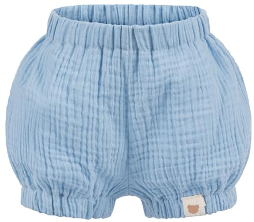 Smarilla Baby Kinder Musselin Shorts Kurze Hose Uni Pumphose Sommerhose, Bekleidungsgröße: 86/92, Farbe: Hellblau