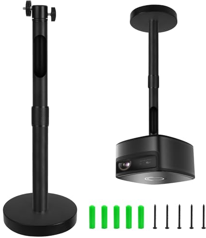 Support de Plafond Videoprojecteur, Support Vidéoprojecteur, Hauteur Réglable, Support de Projecteur Plafond, Rotation à 90° 360°, Support de Plafond Universel pour Vidéo-Projecteur Vis 1/4 de Pouce