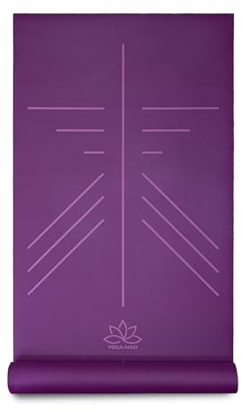 Yoga-Mad SureGrip Eco Alignment Yoga Mat | The Ultimate in Non-slip, Eco Friendly Natural Latex | Premium 4mm Thick Supportive Base for your Training