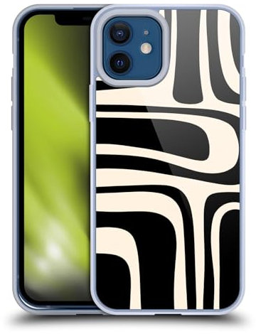 Head Case Designs Offizielle Kierkegaard Design Studio Palm Springs Schwarze Creme Abstrakte Retro Muster Softgelhülle Kompatibel Mit Apple iPhone 12 / iPhone 12 Pro Und Kompatibel Mit Magsafe Zubehör