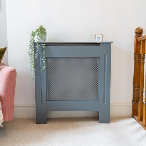 Jack Stonehouse Extra Large Radiator Cover Matt Grey Paint Over Radiator Shelf Clip On With Diamond Slats Sturdy MDF Wooden Radiator Covers For Bedroom Or Living Room Furniture Slim Radiator Cover