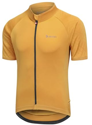 ARESFUEL Radsport Jersey Herren Kurzarm Rennrad Trikots Ultra-Soft 6 Taschen Radsport Top Mountain Bike Jersey 4027 Mustard XXL