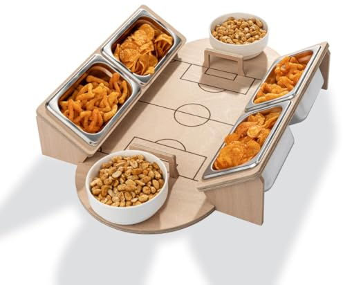 INEXTERIOR Snackstadion - Fußball-Stadion-Partyständer für Kinder oder EM Party – Public Viewing Gadget – Europameisterschaft Deko – Snackbehälter – Snackschalen für Chips – Fussball Fanprodukt