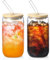 NETANY Lot de 2 gobelets en verre avec couvercles en bambou et pailles de 473,6 g, cadeaux pour femme, tasse à café glacé, tasse à thé, joli gobelet esthétique, cadeau de fête des mères,