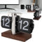 Flip Clock, Flip Tischuhr Schreibtischuhr 24 Stunden Retro Digital Schreibtischuhr Automatischer Mechanischer Flip-Drehknopf mit Walnussholzsockel 304 Edelstahl Batteriebetriebene (Nicht enthalten)