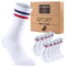 Socken Herren Sportsocken Weiß 43-46 Tennissocken Gepolstert Atmungsaktive Baumwolle 5 Paar Retro Crew-Socken (Ringel Rot/Blau)